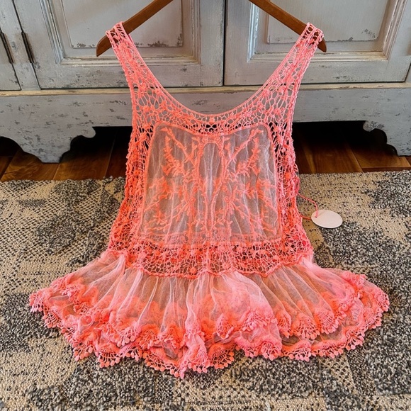 Bohemian Crochet Lace Racerback Tank Top Cover up - Picture 3 of 6